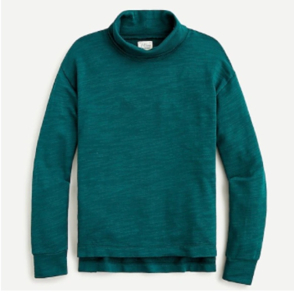 JCREW Vintage Cotton Terry Turtleneck in Dark Spruce - Size Small